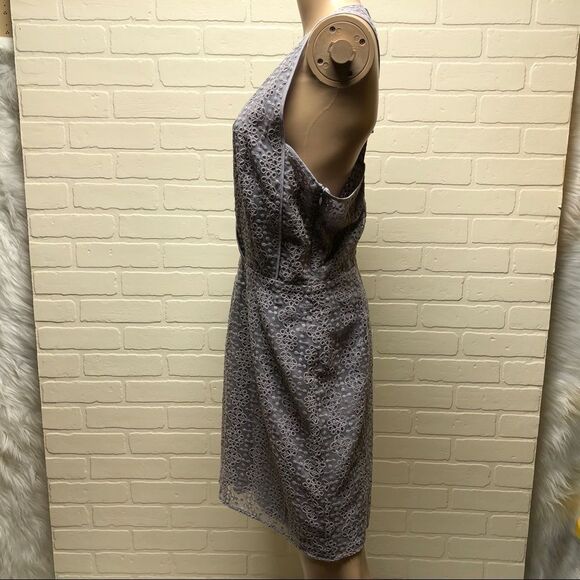 NWT Rebecca Minkoff Womens Gray Plum Lace Pleated Racerback Casual Dress 10 $598 - Picture 8 of 15